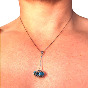 Unisex Native American made Turquoise Necklace, simple but chaotic. 18 Inch Chain